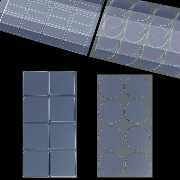 1Set 8 Sheets 2 Styles Transparent Plastic Anti-Collision Bumper Guard Door Wall Cabinet Mixed Shapes 30x30x1mm 8pcs/sheet 4 sheets/style