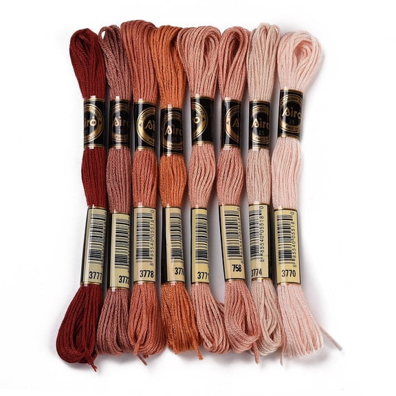1Set 8 Skeins 8 Colors 6-Ply Polyester Embroidery Floss Cross Stitch Threads Gradient Color PeachPuff 0.5mm 8.75 Yards(8m)/Skein 8 colors 1 skein/color 8 skeins/set