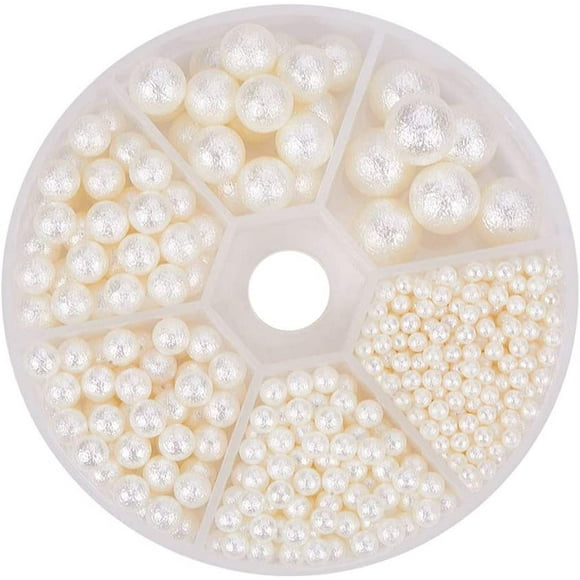 1Set 804 Pieces 6 Sizes No Holes/Undrilled Imitated Pearl Beads Garment Accessories for Vase Fillers Wedding Party Home Decoration Ivory DIY