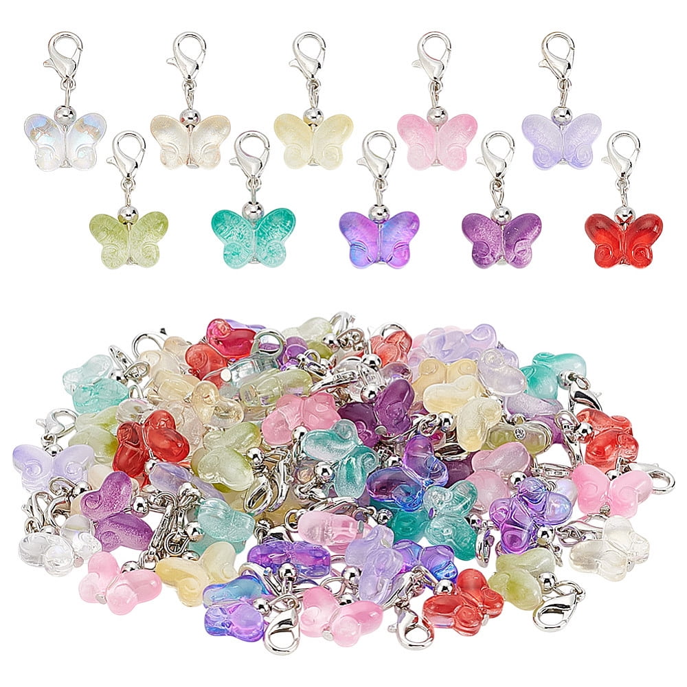1Set 80Pcs 10 Colors Butterfly Two Tone Transparent Spray Painted Glass ...