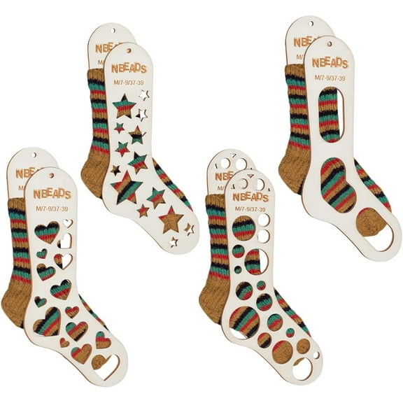 1Set 8Pcs 4 Styles Wood Sock Blockers for Knitting 223x100x2.5mm Hole: 4.5mm 2pcs/style