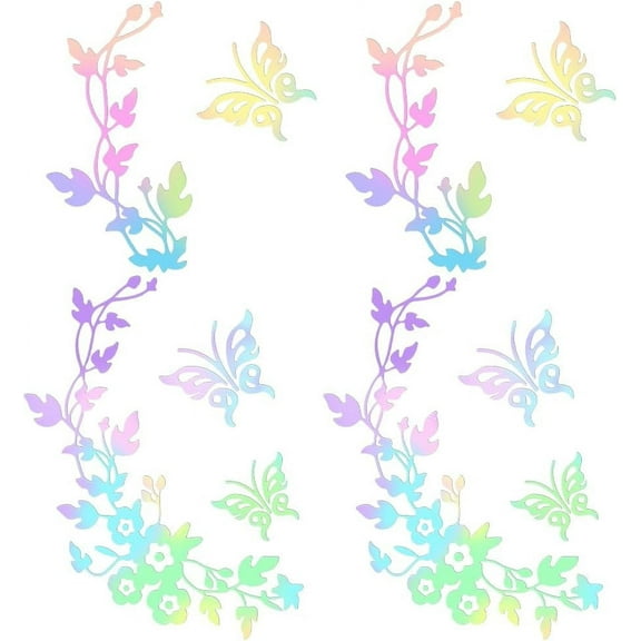 1Set 8Pcs Waterproof Car Stickers and Decals 2 Style Flower Butterfly Self Adhesive Reflective Sticker Decal Safety Driving Reflective Decal for Car Motorcycle Helmet Window Home Decor