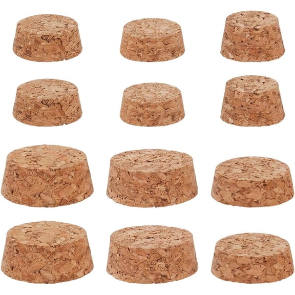 1Set 90Pcs 5 Sizes Wooden Tapered Cork Plugs Mini Cork Bottle Stoppers 0.26 to 0.59 Inch Natural Soft Small Craft Corks Lids Replacement for Wine Beer Bottle Glass Bottles Mason Jars DIY Crafts