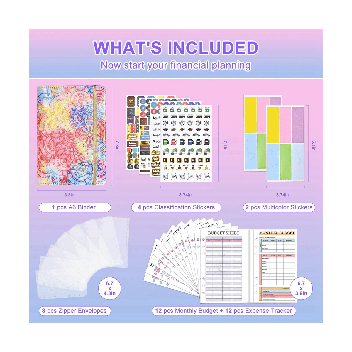 1Set A6 Budget Binder Budget Binder With Zipper Envelopes Money 1set-a6-budget-binder-budget-binder-with-zipper-envelopes-money