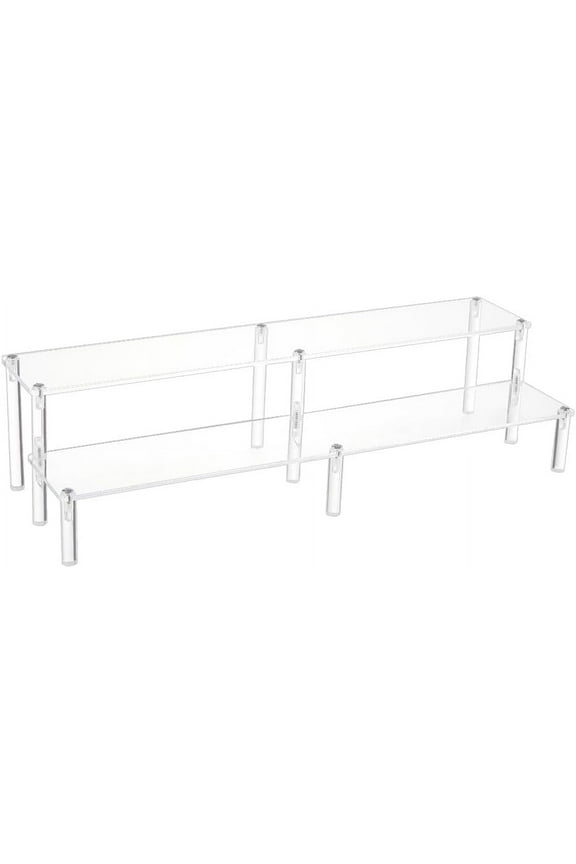 1Set Acrylic Action Figure Display Riser Stands 2 Tier Acrylic Risers Tiered Display Stand for Birthday Wedding Party Dessert Figures Display 39.7x7.7x0.4cm