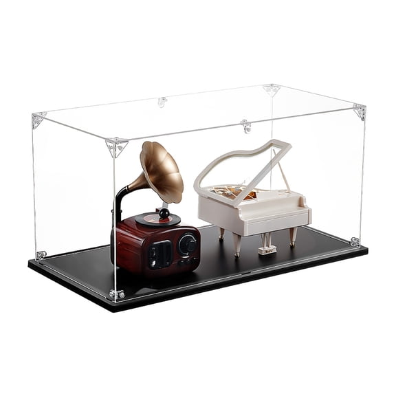 1Set Acrylic Display Boxes Dust-Proof Cases with Black Base for Models Building Blocks Doll Display Holders Rectangle 40x20x20cm