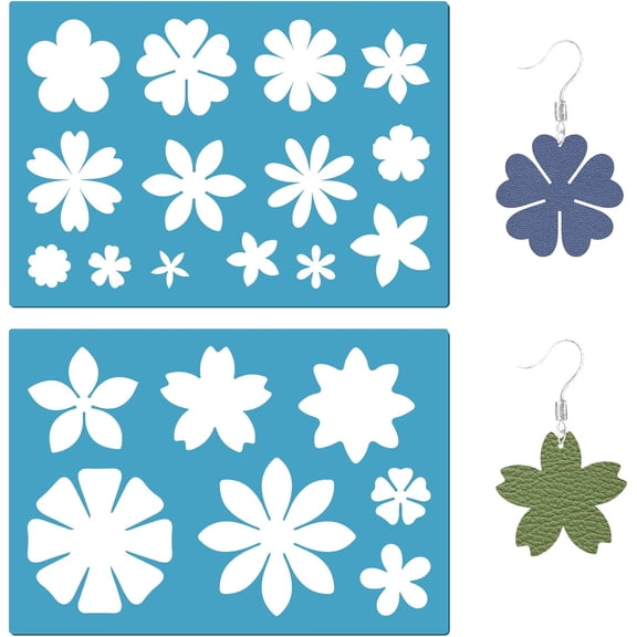 1Set Acrylic Earring Handwork Template Card Leather Cutting Stencils Deep Sky Blue Snowflake Pattern 130x90x2mm 2pcs/set craft