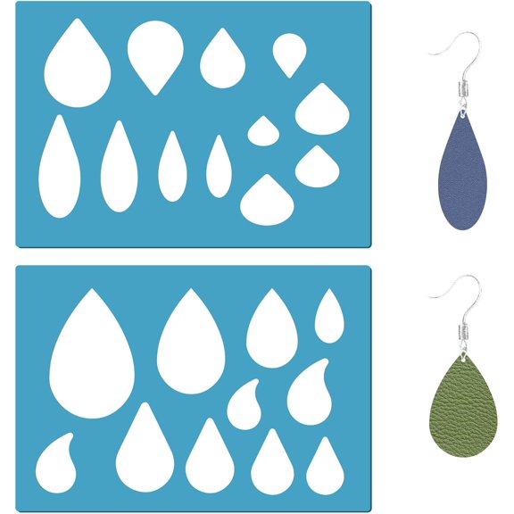 1Set Acrylic Earring Handwork Template Card Leather Cutting Stencils Deep Sky Blue Teardrop 130x90x2mm 2pcs/set