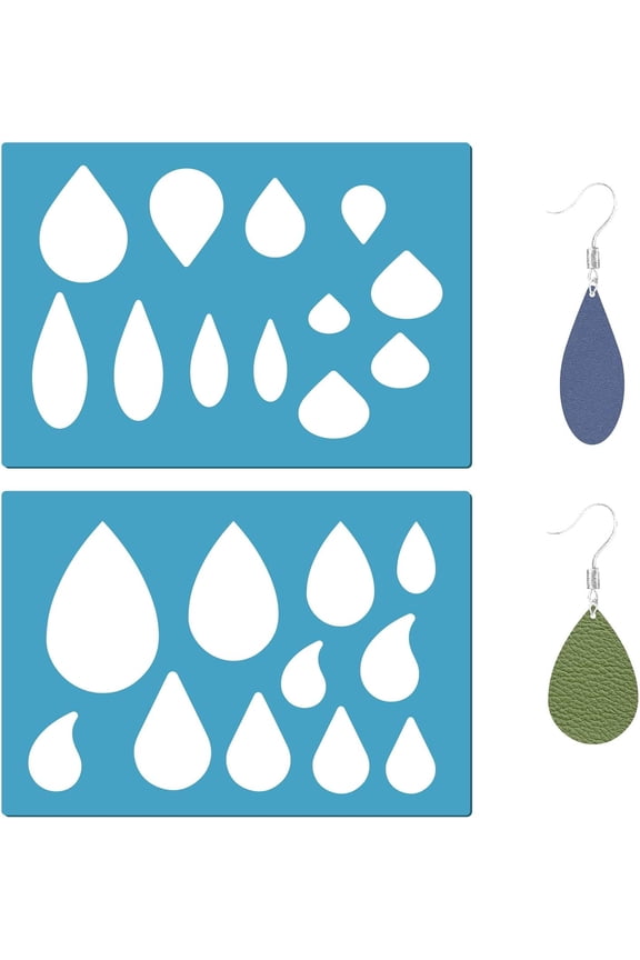 1Set Acrylic Earring Handwork Template Card Leather Cutting Stencils Deep Sky Blue Teardrop 130x90x2mm 2pcs/set