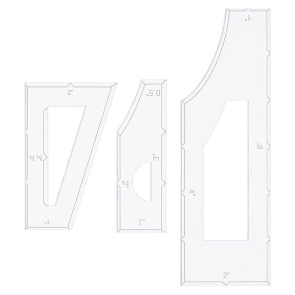 1Set Acrylic Ruler for Measurement Sewing Tailor Craft Mixed Shape Clear 76x25x3mm