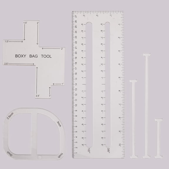 1Set Acrylic Templates Rulers Boxy Bag Tool Sewing Tool Rectangle Clear 280x100x2.5mm 1pc