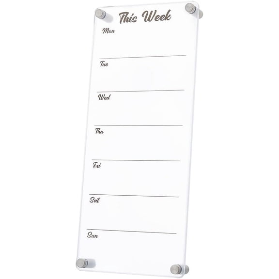 1Set Acrylic To-Do List Wall Calendar Transparent Weekly Calendar List Boards with Screws Rectangle Clear 350x150x5.5mm