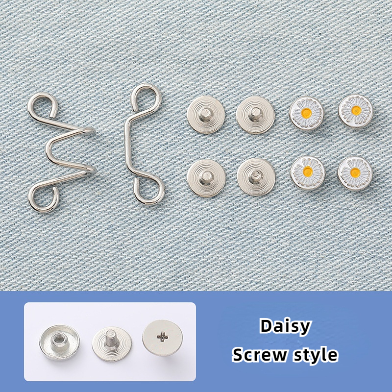 1Set Adjustable Waist Buckles NailFree Pants Waist Buckle Extender