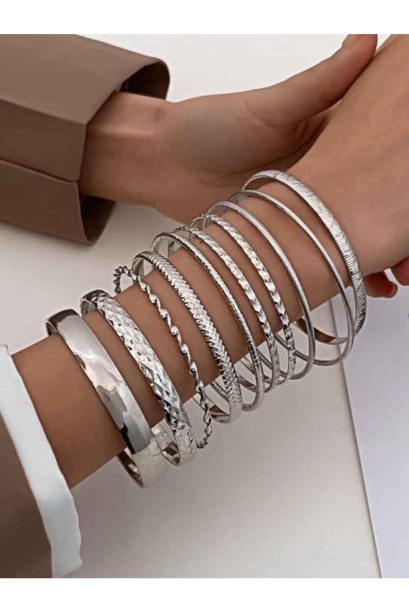 1Set Alloy Bangle Sets Platinum show in Picture