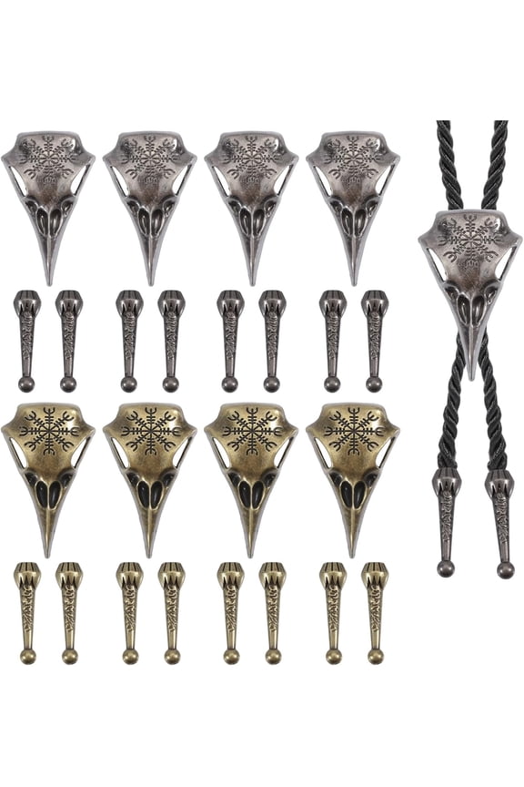 1Set Alloy Bolo Tie Slide Charms Alloy Cord Ends Bronze & Silver 46x27.5x13.5mm Inner Diameter: 16mm