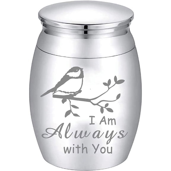 1Set Alloy Cremation Urn Kit with Disposable Flatware Spoons Silver Polishing Cloth Velvet Packing Pouches Bird Pattern 40.5x30mm 1pc
