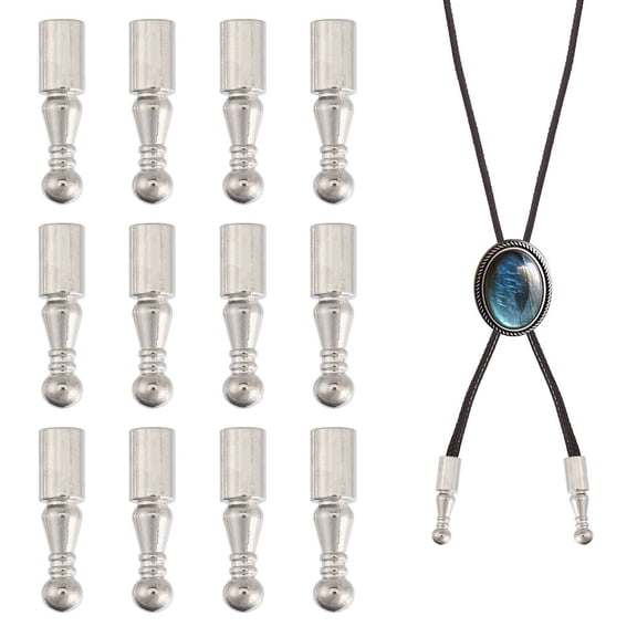 1Set Alloy Pendants Findings for Rope End Metal Pendants Silver 25x6.5mm 12pcs