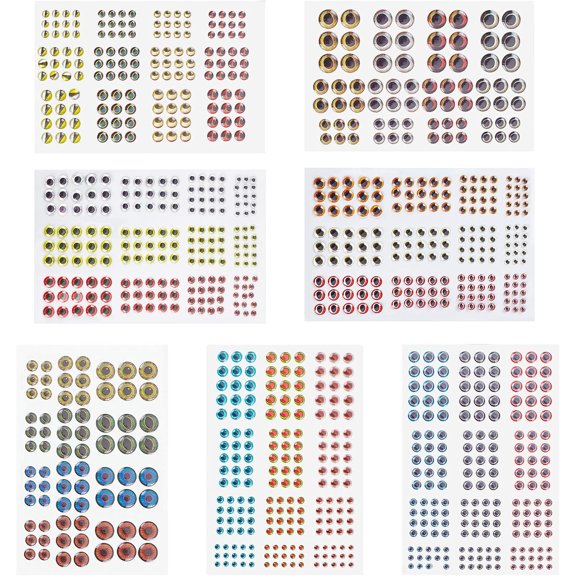 1Set Animal Eye Pattern PVC Plastic Stickers Sheets Scrapbooking Craft Accessory Mixed Color 7sheets/set