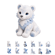 1Set Arctic Winter Guardians DIY Patchwork Kit, Felt Mythical Animal Sewing Kit for Beginners, Pre-Cut Handmade Craft Set for Home Decor Polar Bear