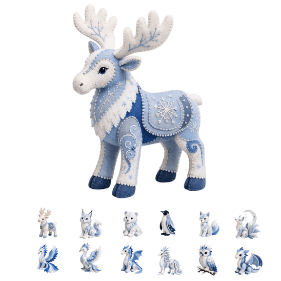 1Set Arctic Winter Guardians Handmade Patchwork Kit, Felt Animal Sewing Craft Set, Great Creative Gift for Fantasy Fans and Hobbyists (Moose)