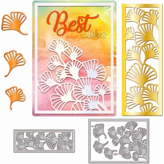 1Set Autumn Carbon Steel Cutting Dies Stencils oto Album Decorative Embossing Paper Card Ginkgo Leaf 142~143x53~102x0.8mm 2pcs/set