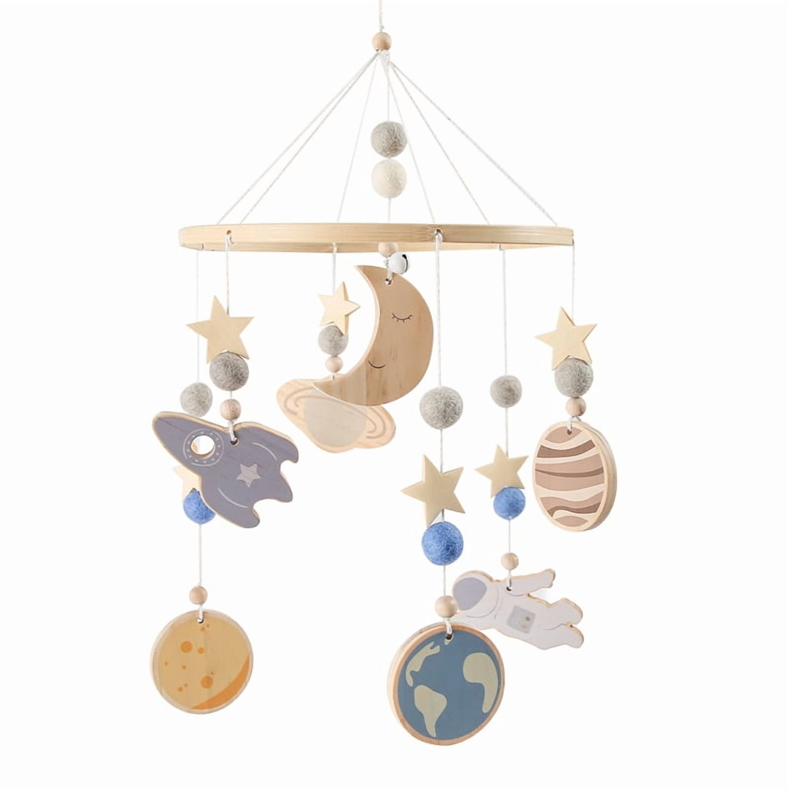 1Set Baby Mobile Rattles Toys0-12 Months Customizable Name Space Bed Bell Room Decor Kids Musical Hanging Toy Birthday Gifts