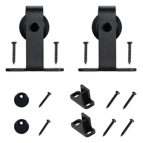 1Set Barn Door Sliding Kit Black Sturdy Hardware Kits For Cabinet Doors Rail Set Smooth Silent Home Improvement Accessories