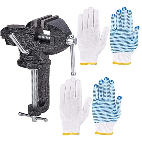 1Set Bench Vises 3 Inch Universal Table Vise 360Swivel Base Bench Clamp Home Vise Clamp-On Vise Repair Tool for Woodworking Cutting Conduit Drilling Metalworking-Black