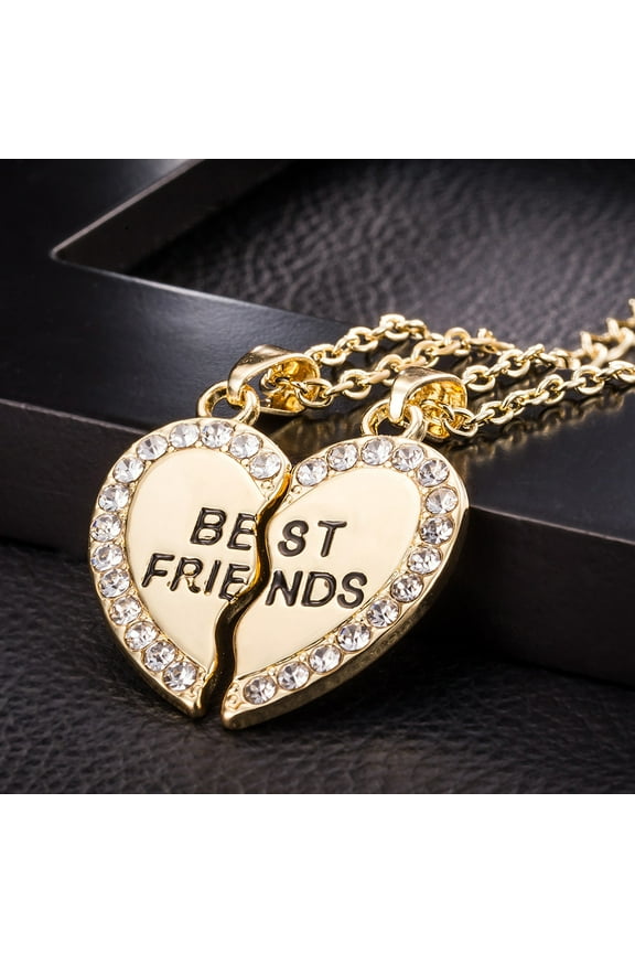 1Set Best Friend Unisex Heart Pendant Necklace, Gold, Mens & Womens Jewelry Chain, Alloy Material, Trendy Friendship & Couple Necklace, Ideal Gift for Friends, Fashion Accessory for All Occasions