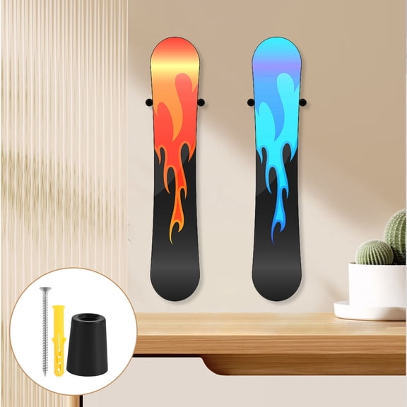 1Set Black Vertical Snowboard Wall Mount Rack Ski Storage Holder Durable Garage Hanger