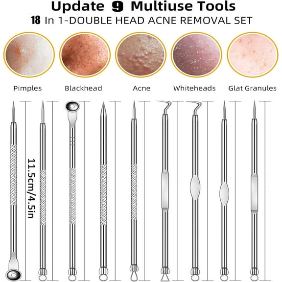 1Set Blackhead Remover Pimple Popper Tool Kit,Professional Stainless Pimples Comedone Extractor Removal Tool