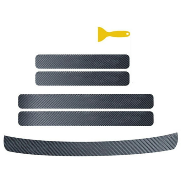 1Set Car Door Sill Scuff Plate Cover Rear Bumper Guard Trim Strip Sticker