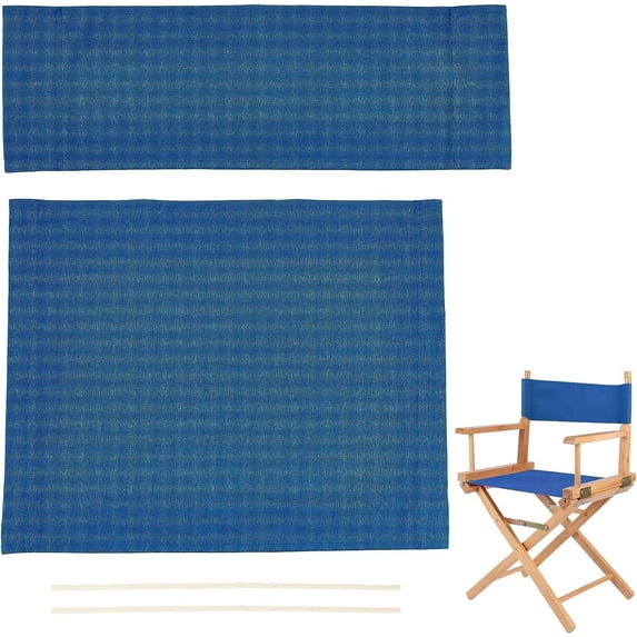 1Set Chair Replacement Canvas Blue Casual Directors Chair Cover Kit Replacement Canvas Seat and Back with Wood Stick Easy to Clean