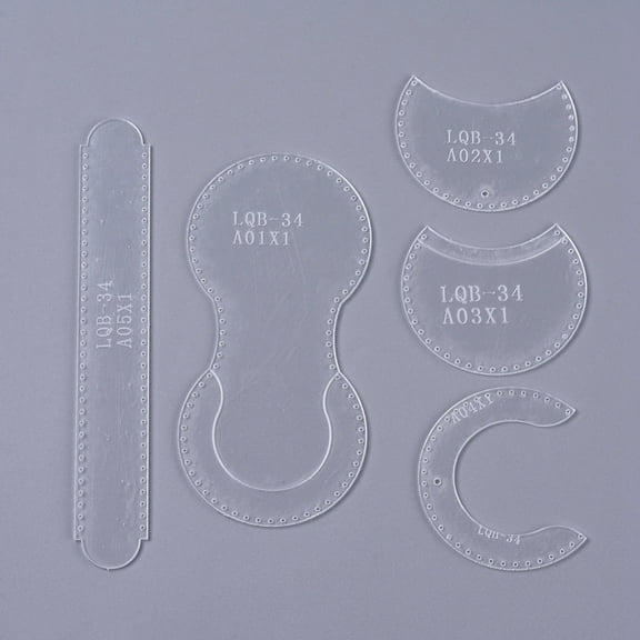 1Set Change Purse Acrylic Template Leather Handcraft Patterns Model Clear 60.5~197x30~77.5x1.5mm Hole: 1mm 5pcs/set