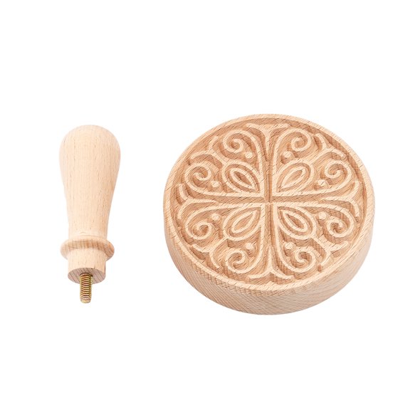 1Set Chinese Mid-Autumn Festival Hand-Pressure Wooden Flower Carved Moon Cake Mould Cookie Stamps Press Mooncake Mold BurlyWood 100mm