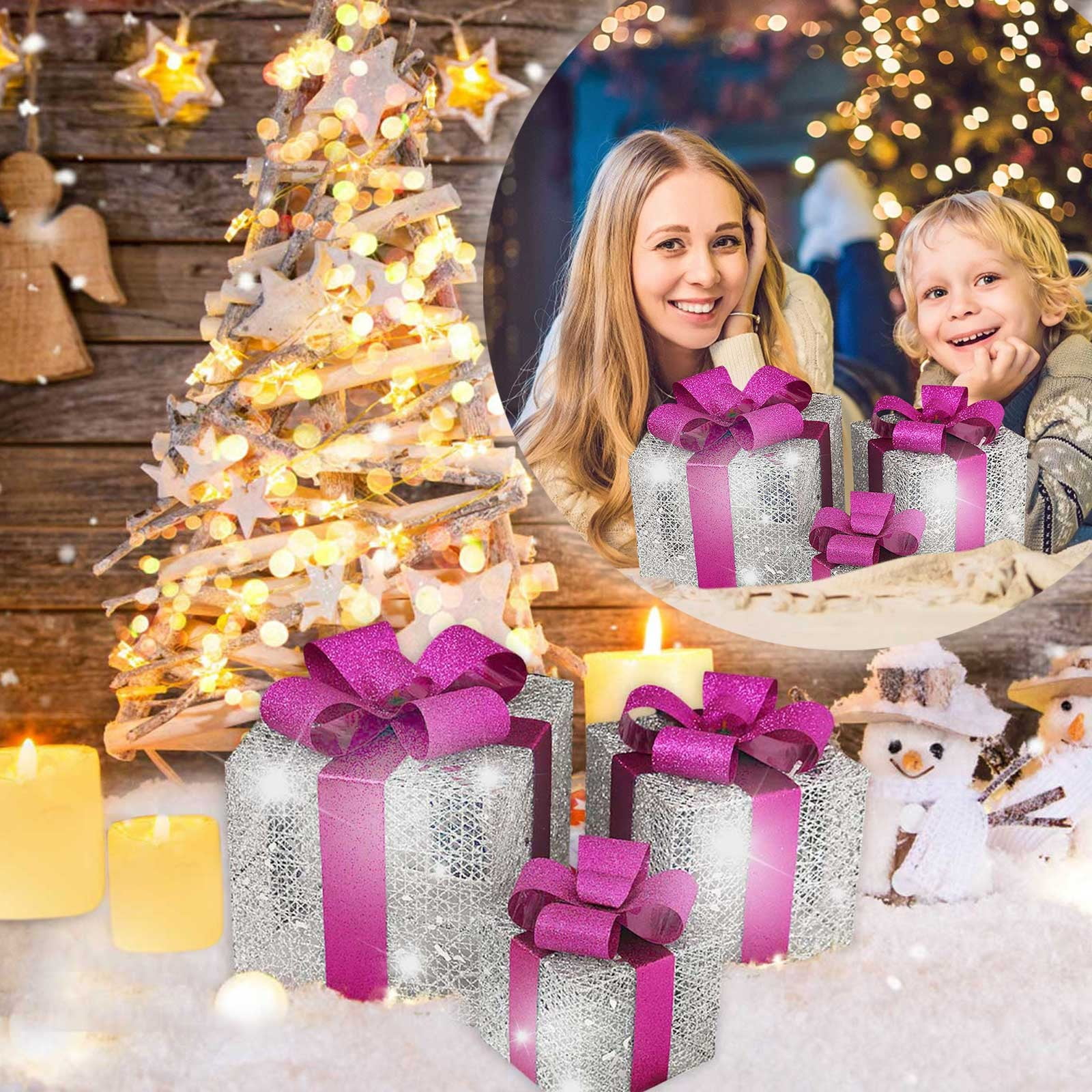 1Set Christmas Lighting Present Package Decoration Outdoor Warm White