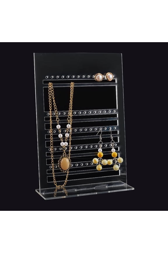 1Set Clear Earring Display Stand 5-Tier Acrylic Ear Stud Holder 70 Holes Pegboard Display Stand Jewelry Hanging Organizer for Women Jewelry Storage Dangle Earrings Retail Show