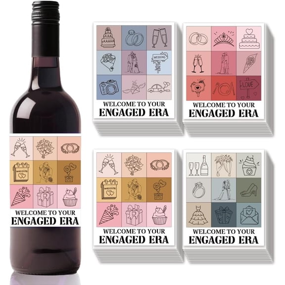 1Set Coated Paper Adhesive Sticker Wine Bottle Adhesive Label Rectangle Mixed Shapes 85x102mm 40pcs/set DIY