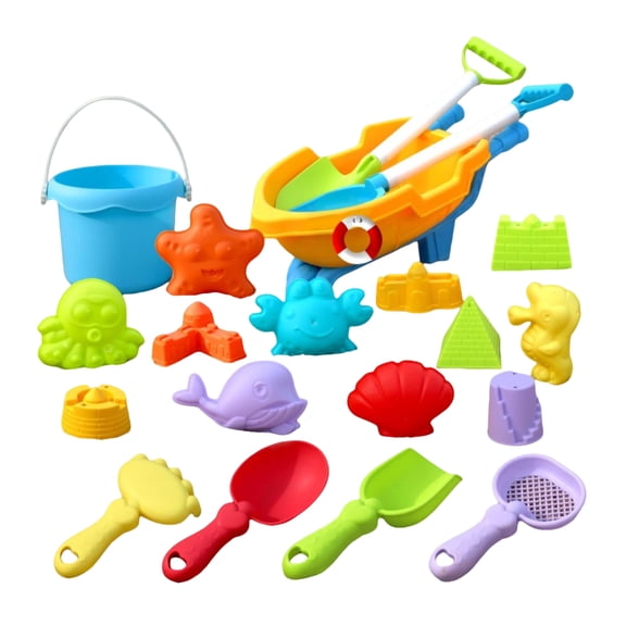 1Set Collapsible Beach Toys, 3 Foldable Buckets and Shovels Set, Sand Building Kit, Ice Travel Sand Toys for Sandbox & Mesh Bag
