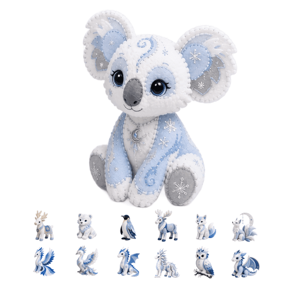 1Set Collectible Winter Mythical Creature DIY Kit, Premium Felt Patchwork Sewing Set, Adorable Handmade Decor for Shelf Desk Display (Koala)