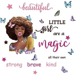 Thsue Black Girl Magic Inspirational Quote Wall Decal for Girls Bedroom, Positive Motivational Saying Butterfly African American Wall Sticker Vinyl