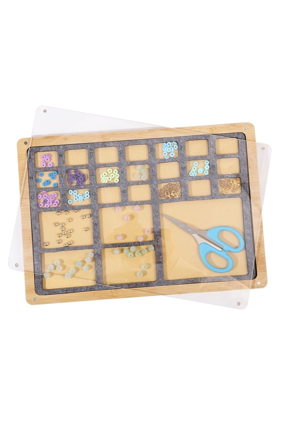 1Set Custom Bamboo Jewelry Display Cases with Felt Bead Design Boards BurlyWood 33x23x1.9cm 20.3x30.4x0.8cm