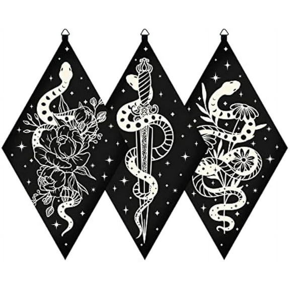1Set Custom Plywood Pendulum Board Wall Hanging Ornament for Witchcraft Wiccan Altar Supplies Rhombus with Tarot Theme Patterns Black 300x170x6mm 3 styles 1pc/style 3pcs/set