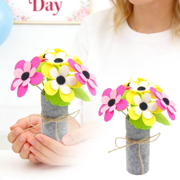 1Set DIY Artificial Flower Bouquet Kit, Non-woven Fabric Potted Flower Craft Set, Homemade Cutting Bouquet for Home Decor, 21x12.5cm, E Clearance