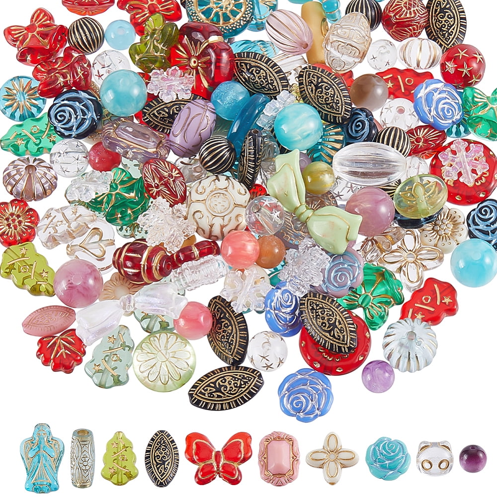 1Set DIY Bracelets Making Kits include Mixed Shape Plastic Beads Elastic Rope Mixed Color 8.5~22.5x8.5~18x4.5~12.5mm