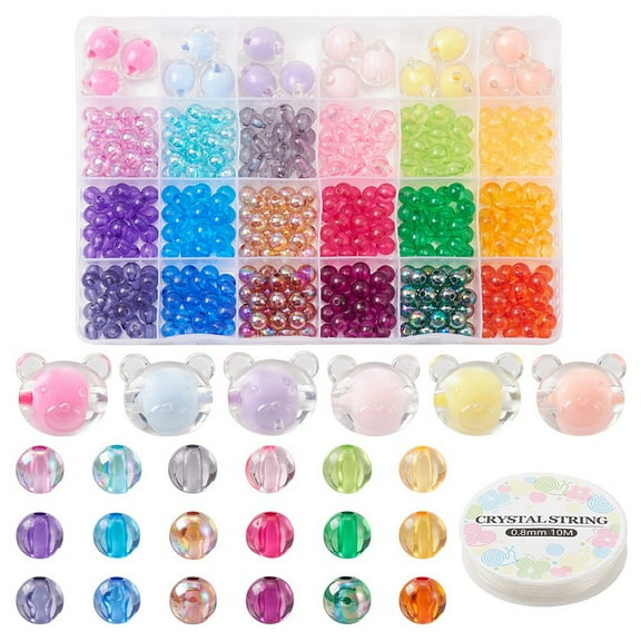 1Set DIY Candy Color Bracelet Making Kit Including Bear & Round Acrylic Beads Elastic Thread Mixed Color 468Pcs/set