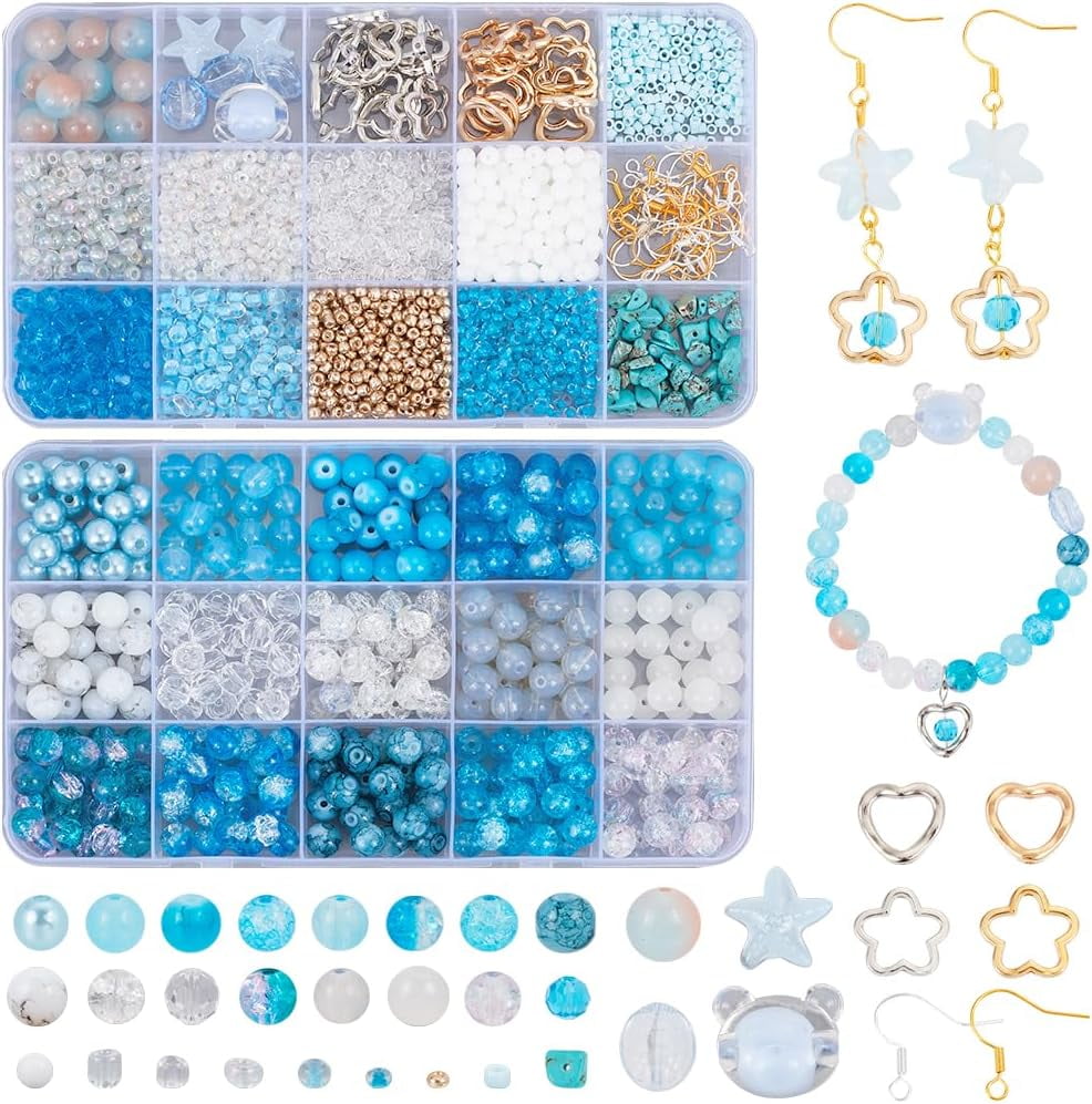 1Set DIY Dangle Earring Making Kits including Acrylic Pearl Glass Beads Seed Beads Gemstone Chip Beads CCB Plastic Bead Frames Brass Earring Hooks Mixed Color 8x7.5mm Hole: 2mm 25pcs