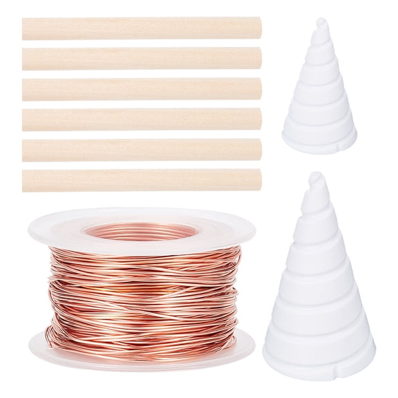 1Set DIY Plant Stakes Making Kit Including 6Pcs Wood Craft Sticks 2Pcs Plastic Coil Winding Fixture Mixed Color 34.5~100x0.8~90mm