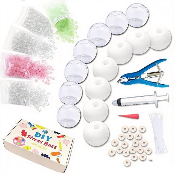 1Set DIY Stress Ball Making Kit - Blank Vacuum Stress Balls, Tear-Resistant PVC, ASMR Sensory Balls for Anxiety Relief