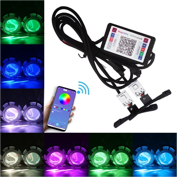 1Set Demon Eye Evil Eye Halo Ring APP Control RGB 5050 LED Headlight DRL Lamp